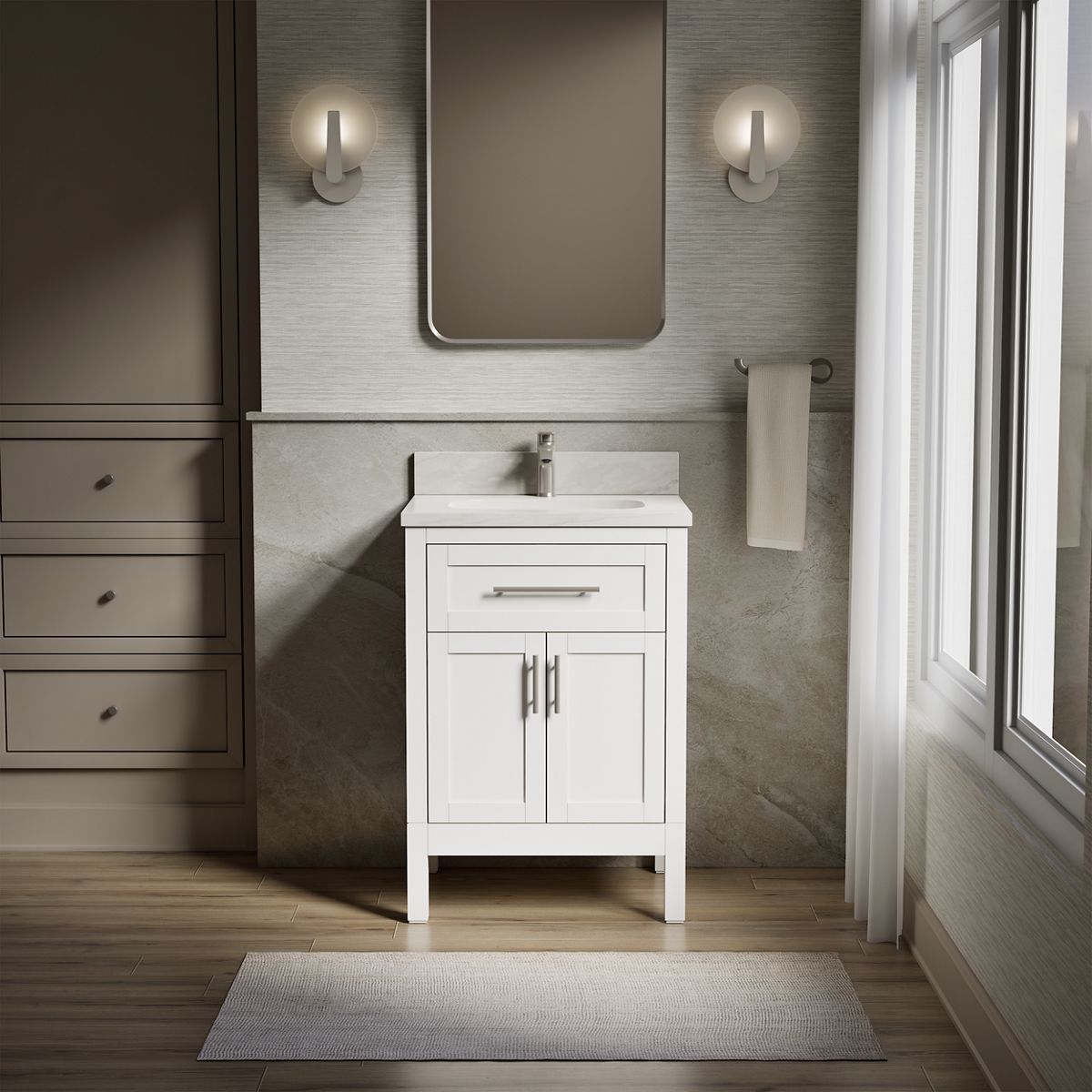 Hadron™ 24" bathroom vanity cabinet with sink and quartz top