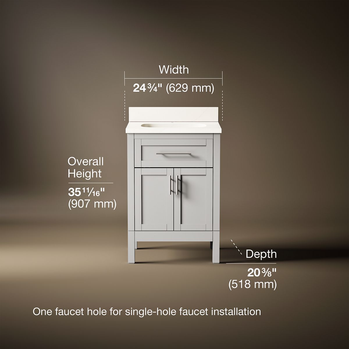 Hadron™ 24" bathroom vanity cabinet with sink and quartz top