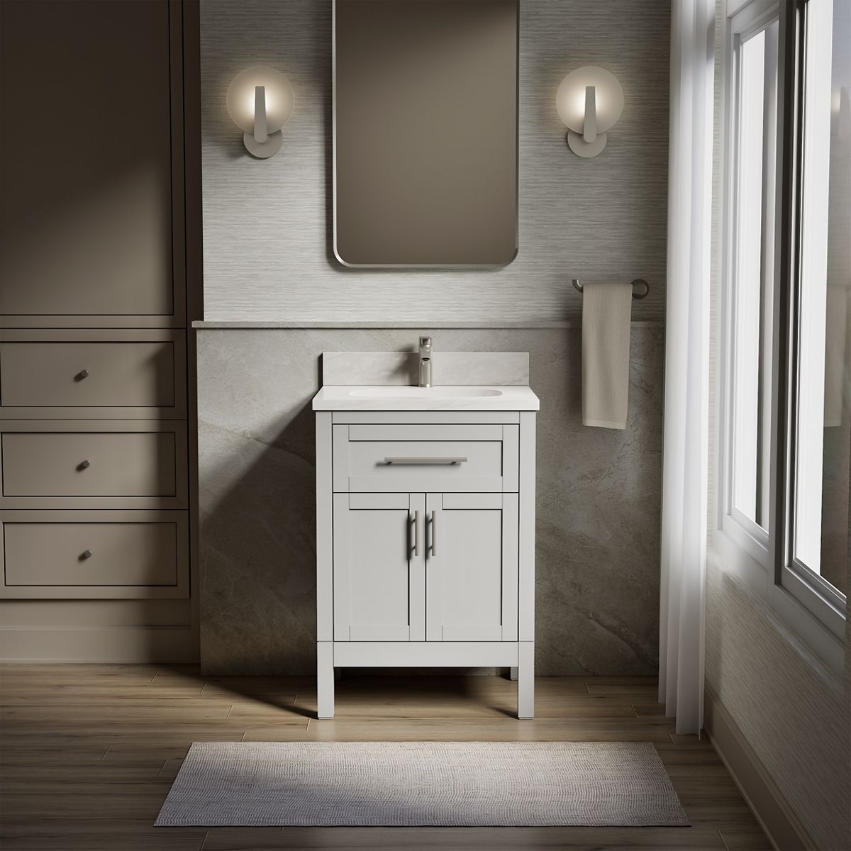 Hadron™ 24" bathroom vanity cabinet with sink and quartz top