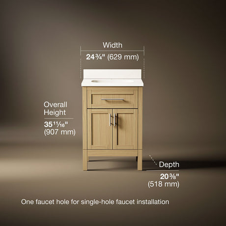 Hadron™ 24" bathroom vanity cabinet with sink and quartz top
