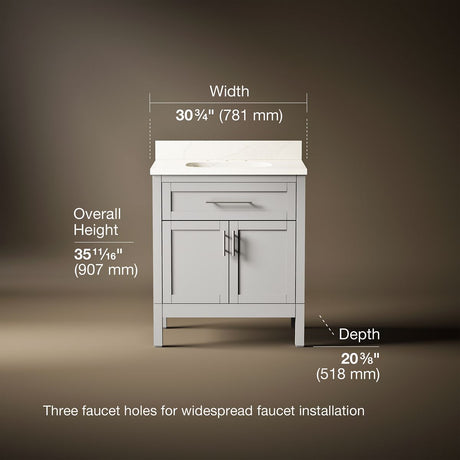 Hadron™ 30" bathroom vanity cabinet with sink and quartz top