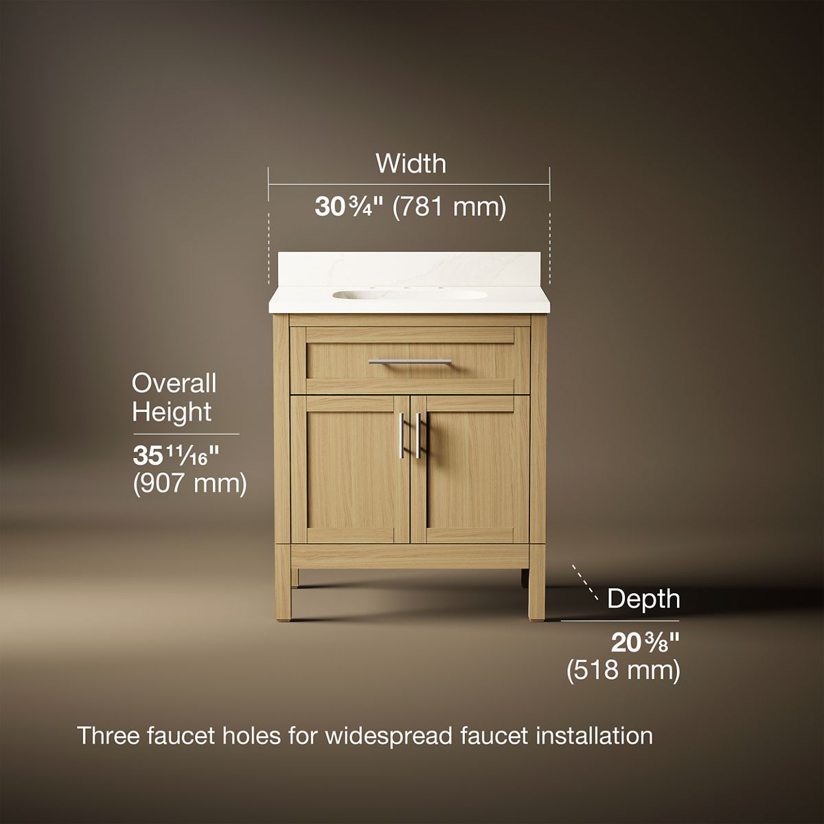 Hadron™ 30" bathroom vanity cabinet with sink and quartz top
