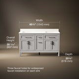 Hadron™ 60" bathroom vanity cabinet with sinks and quartz top