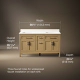 Hadron™ 60" bathroom vanity cabinet with sinks and quartz top