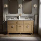 Hadron™ 60" bathroom vanity cabinet with sinks and quartz top