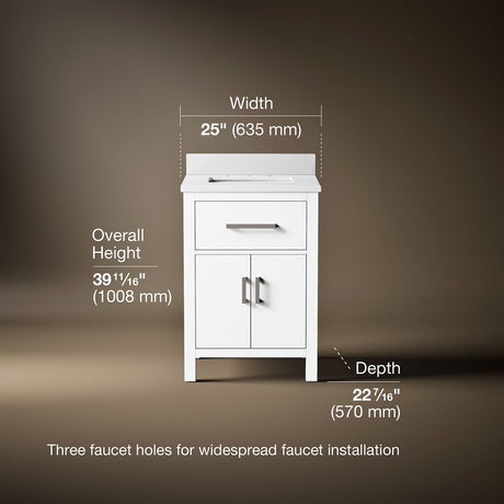 Kresla® 24" bathroom vanity cabinet with sink and quartz top