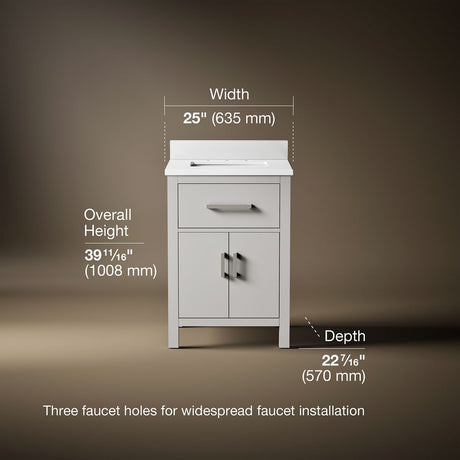 Kresla® 24" bathroom vanity cabinet with sink and quartz top