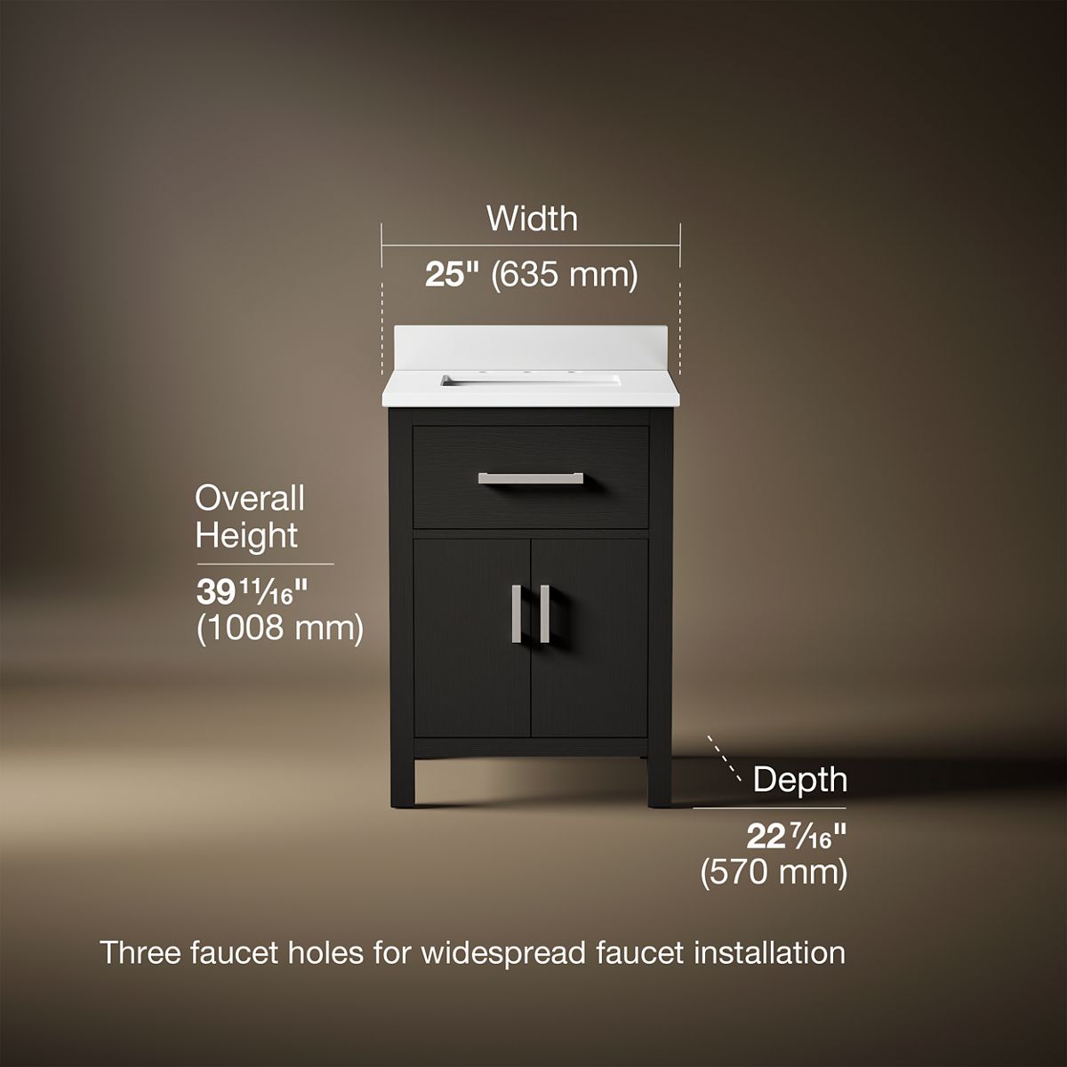 Kresla® 24" bathroom vanity cabinet with sink and quartz top