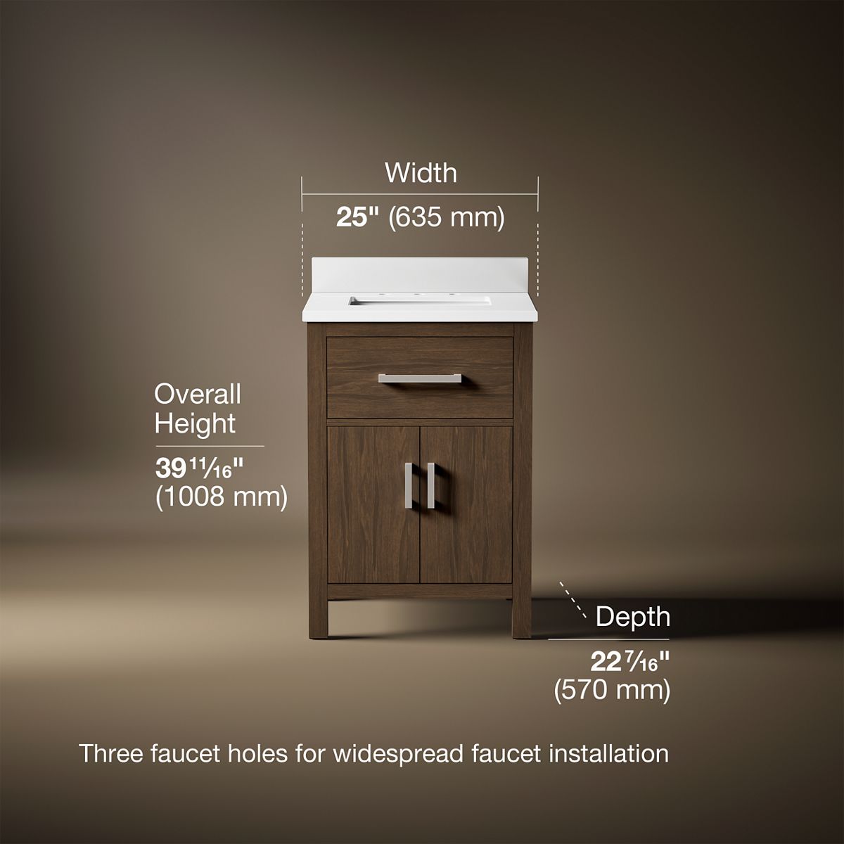 Kresla® 24" bathroom vanity cabinet with sink and quartz top