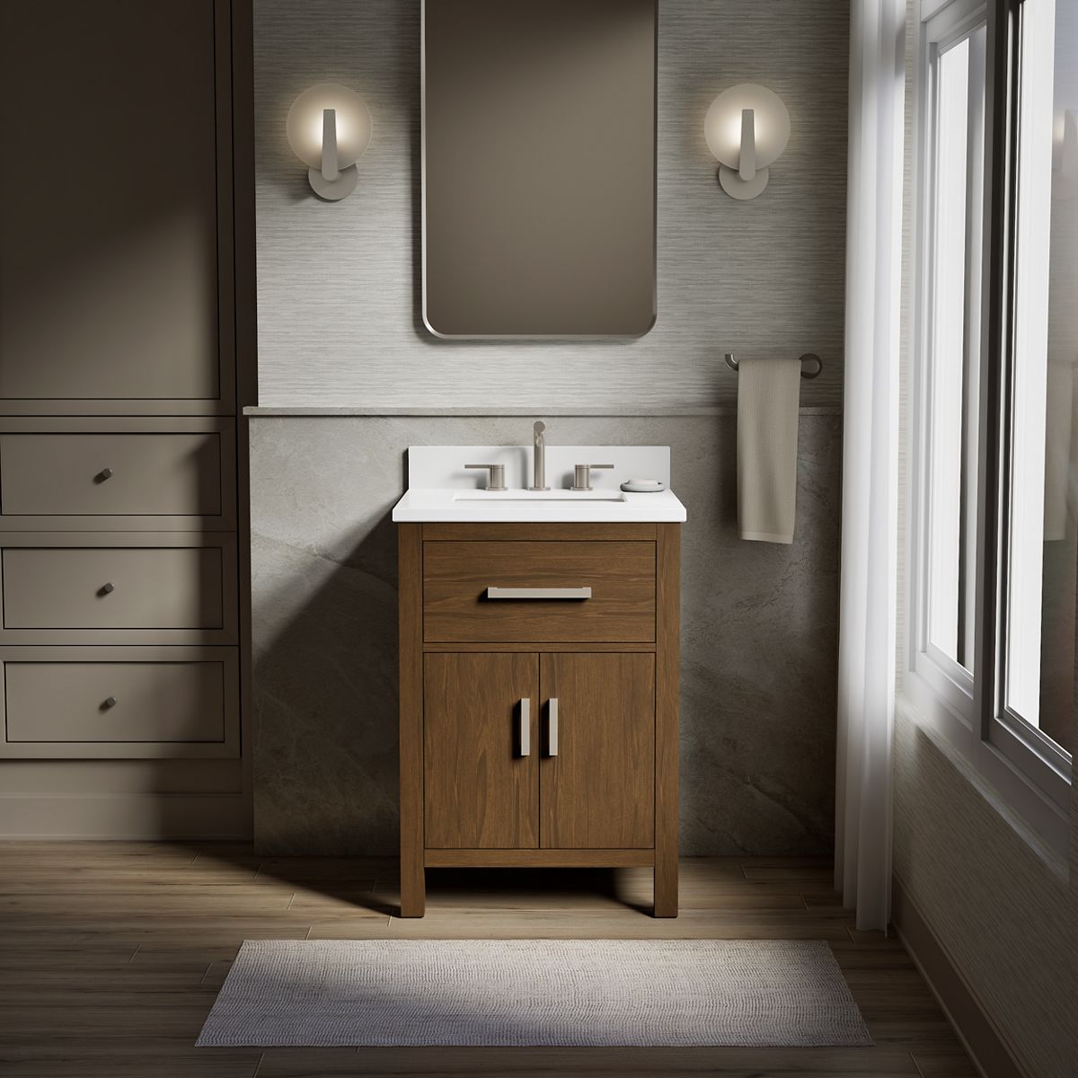 Kresla® 24" bathroom vanity cabinet with sink and quartz top