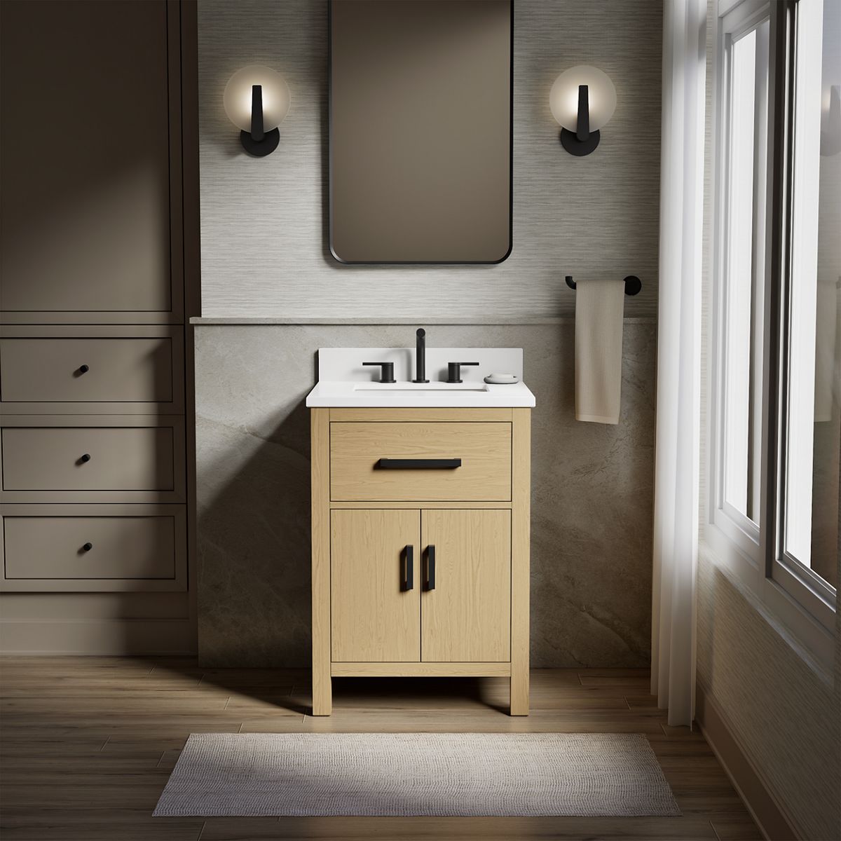 Kresla® 24" bathroom vanity cabinet with sink and quartz top