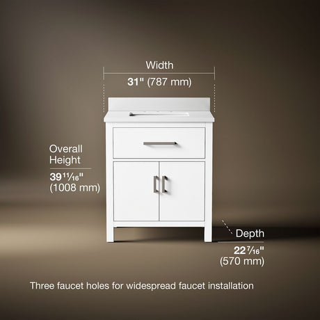 Kresla® 30" bathroom vanity cabinet with sink and quartz top