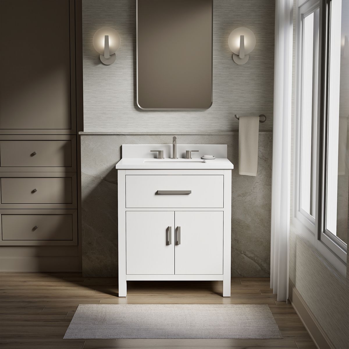 Kresla® 30" bathroom vanity cabinet with sink and quartz top