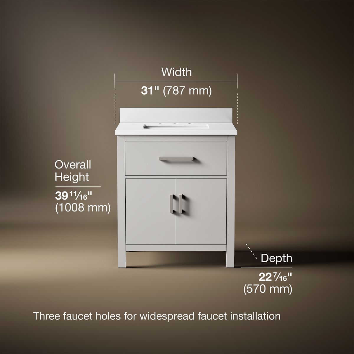 Kresla® 30" bathroom vanity cabinet with sink and quartz top
