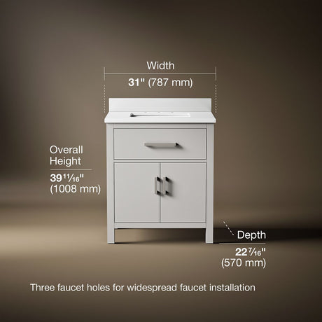 Kresla® 30" bathroom vanity cabinet with sink and quartz top