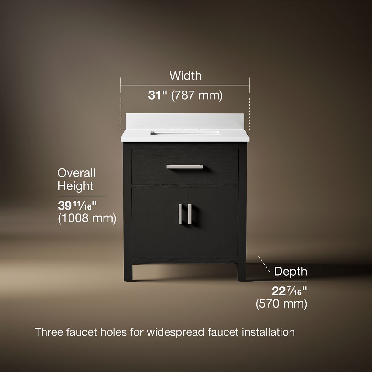 Kresla® 30" bathroom vanity cabinet with sink and quartz top