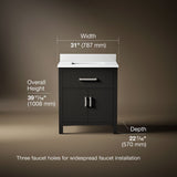 Kresla® 30" bathroom vanity cabinet with sink and quartz top