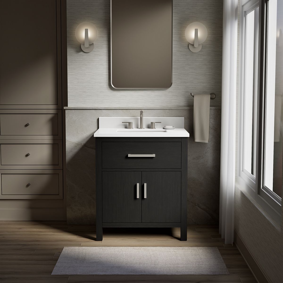 Kresla® 30" bathroom vanity cabinet with sink and quartz top