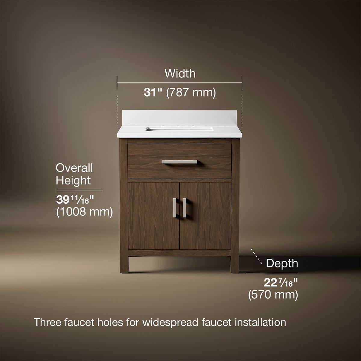 Kresla® 30" bathroom vanity cabinet with sink and quartz top