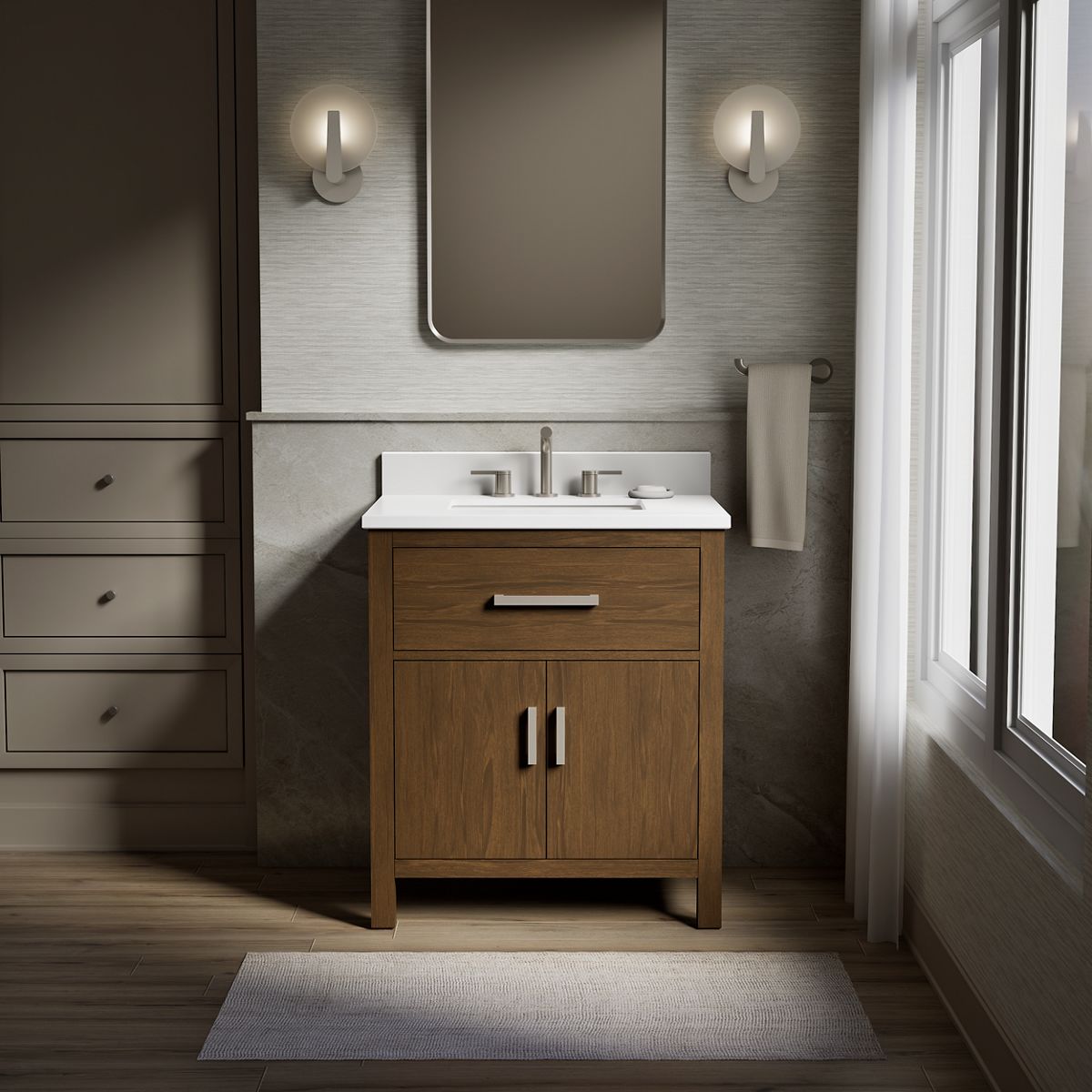 Kresla® 30" bathroom vanity cabinet with sink and quartz top