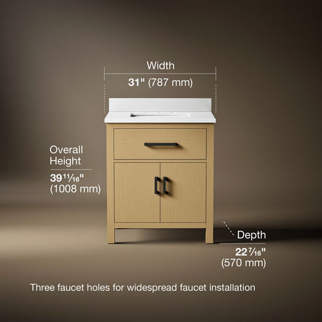 Kresla® 30" bathroom vanity cabinet with sink and quartz top