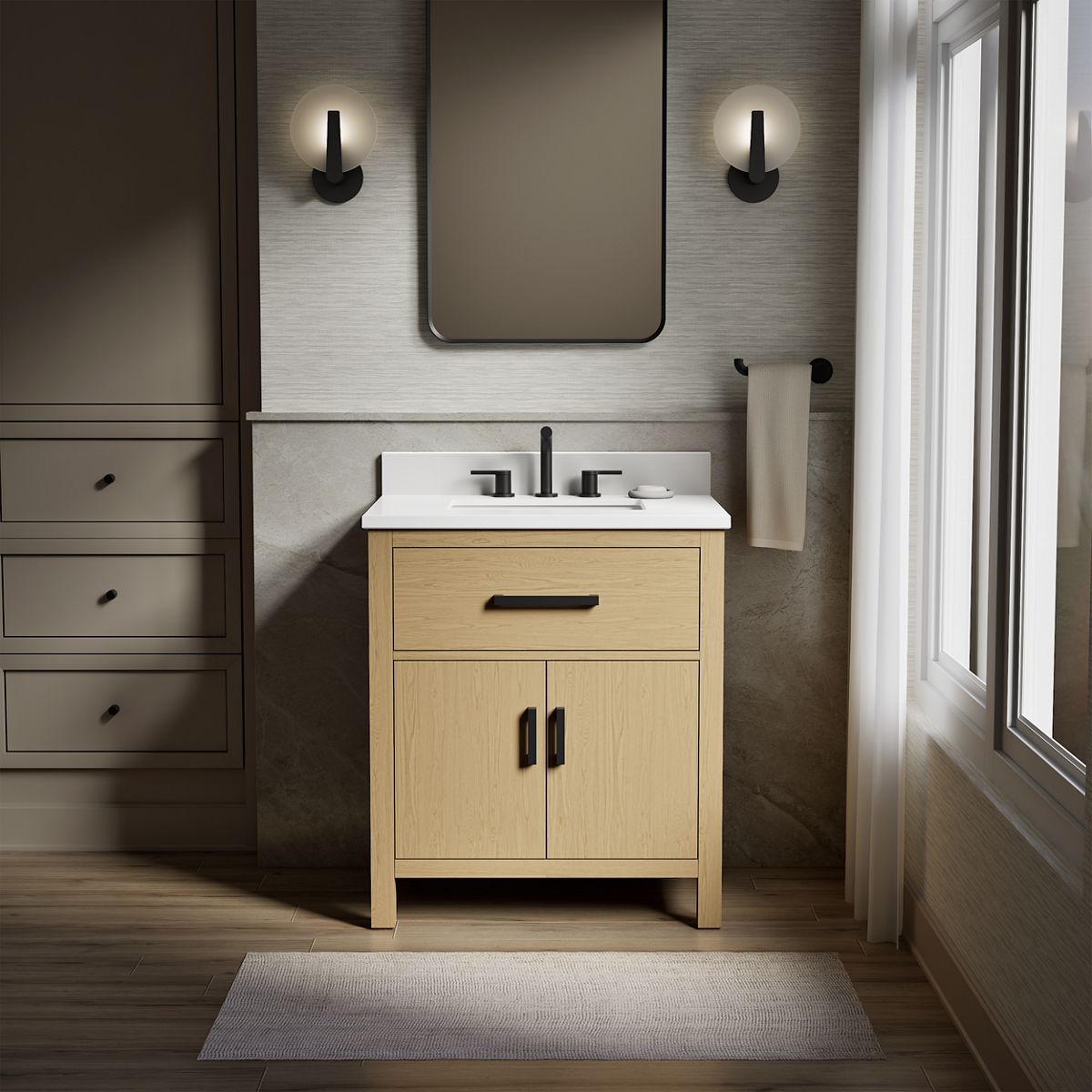 Kresla® 30" bathroom vanity cabinet with sink and quartz top