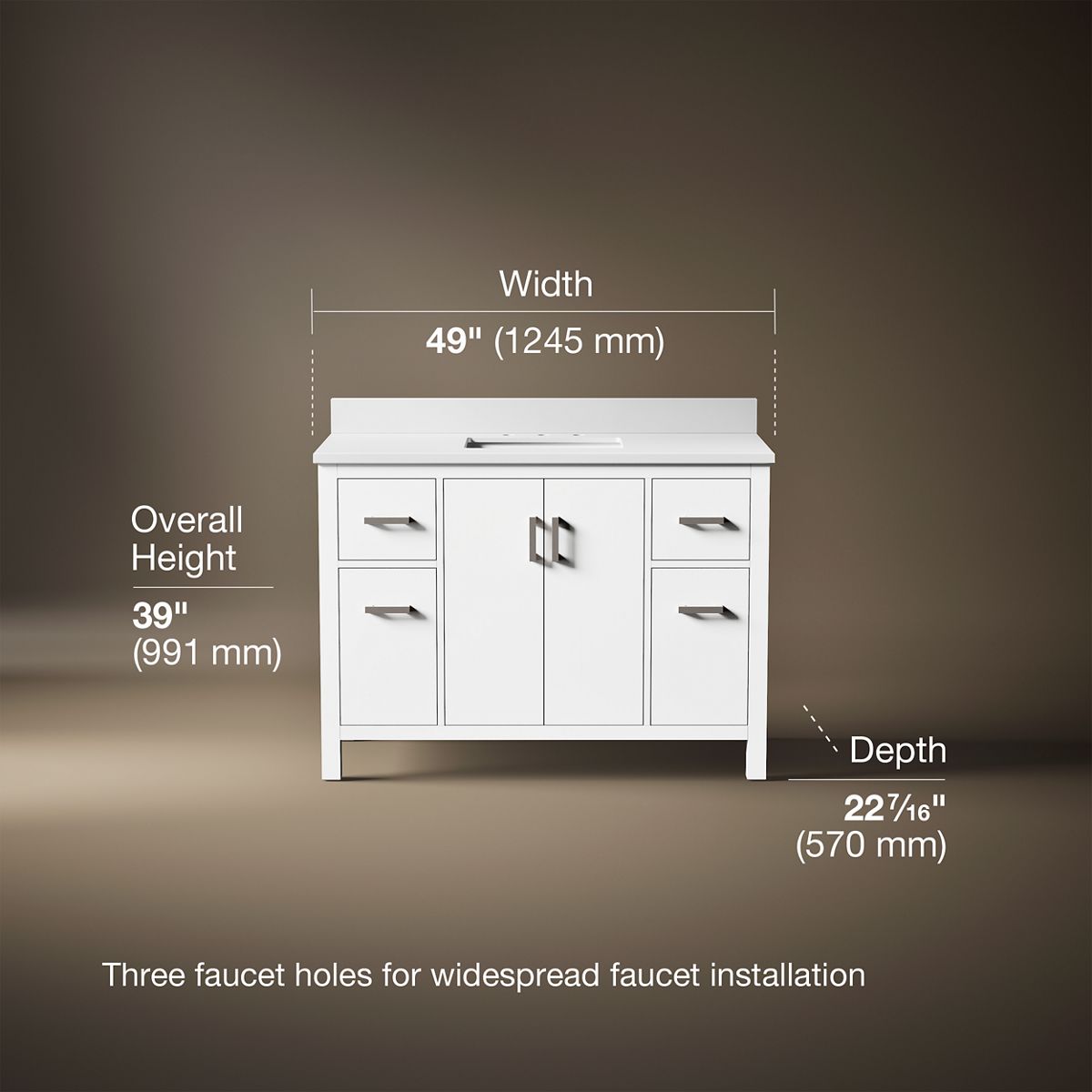 Kresla® 48" bathroom vanity cabinet with sink and quartz top