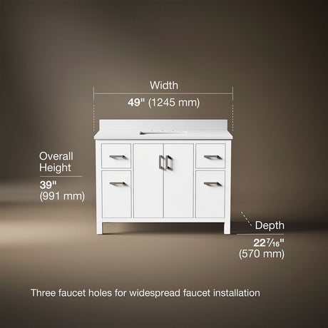 Kresla® 48" bathroom vanity cabinet with sink and quartz top
