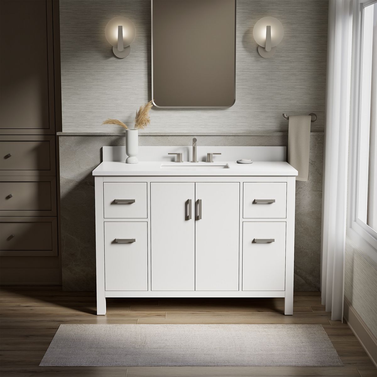 Kresla® 48" bathroom vanity cabinet with sink and quartz top