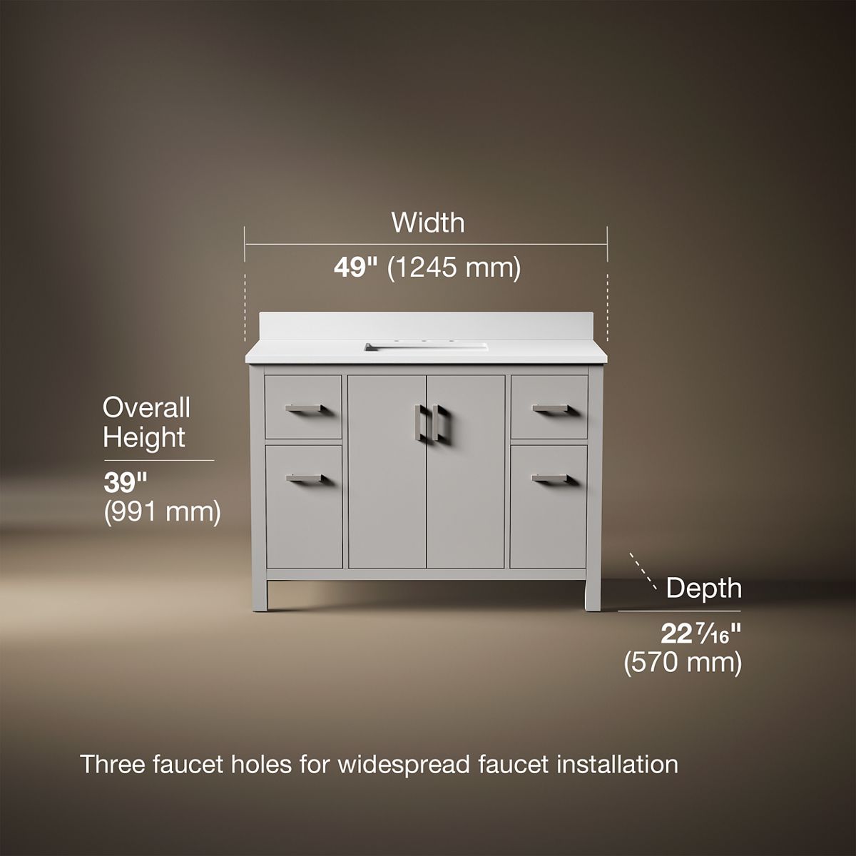 Kresla® 48" bathroom vanity cabinet with sink and quartz top