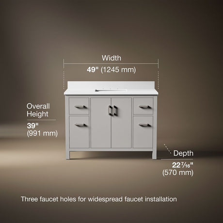Kresla® 48" bathroom vanity cabinet with sink and quartz top