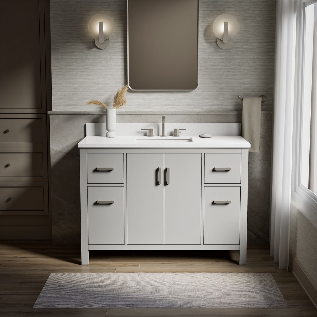Kresla® 48" bathroom vanity cabinet with sink and quartz top