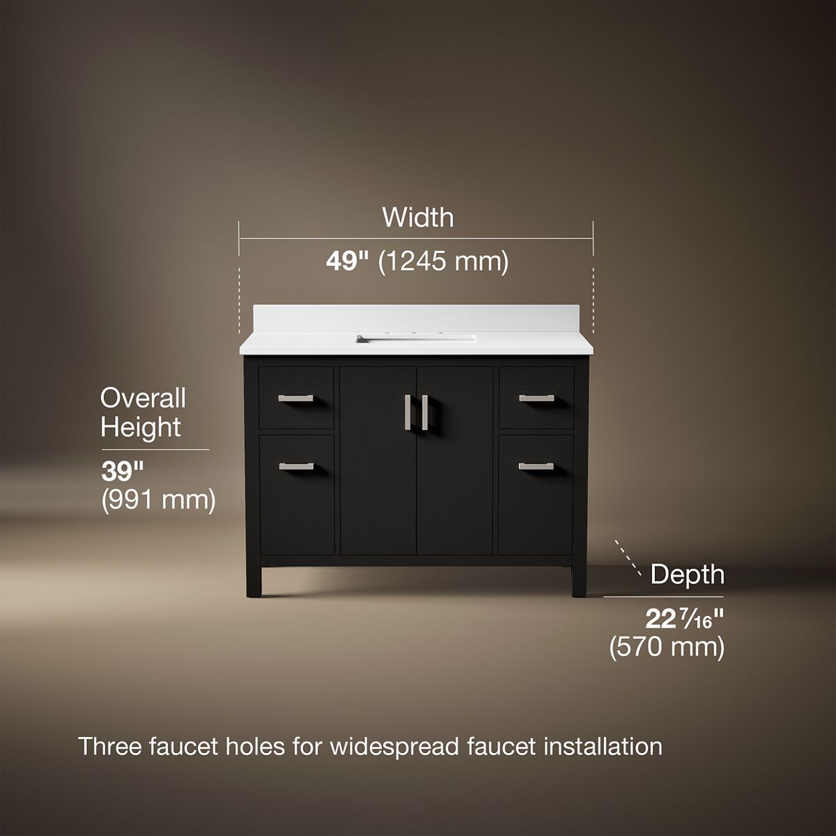 Kresla® 48" bathroom vanity cabinet with sink and quartz top