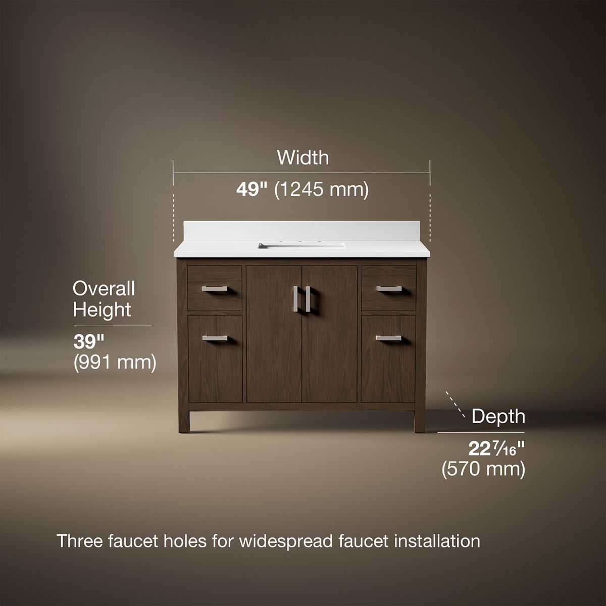 Kresla® 48" bathroom vanity cabinet with sink and quartz top