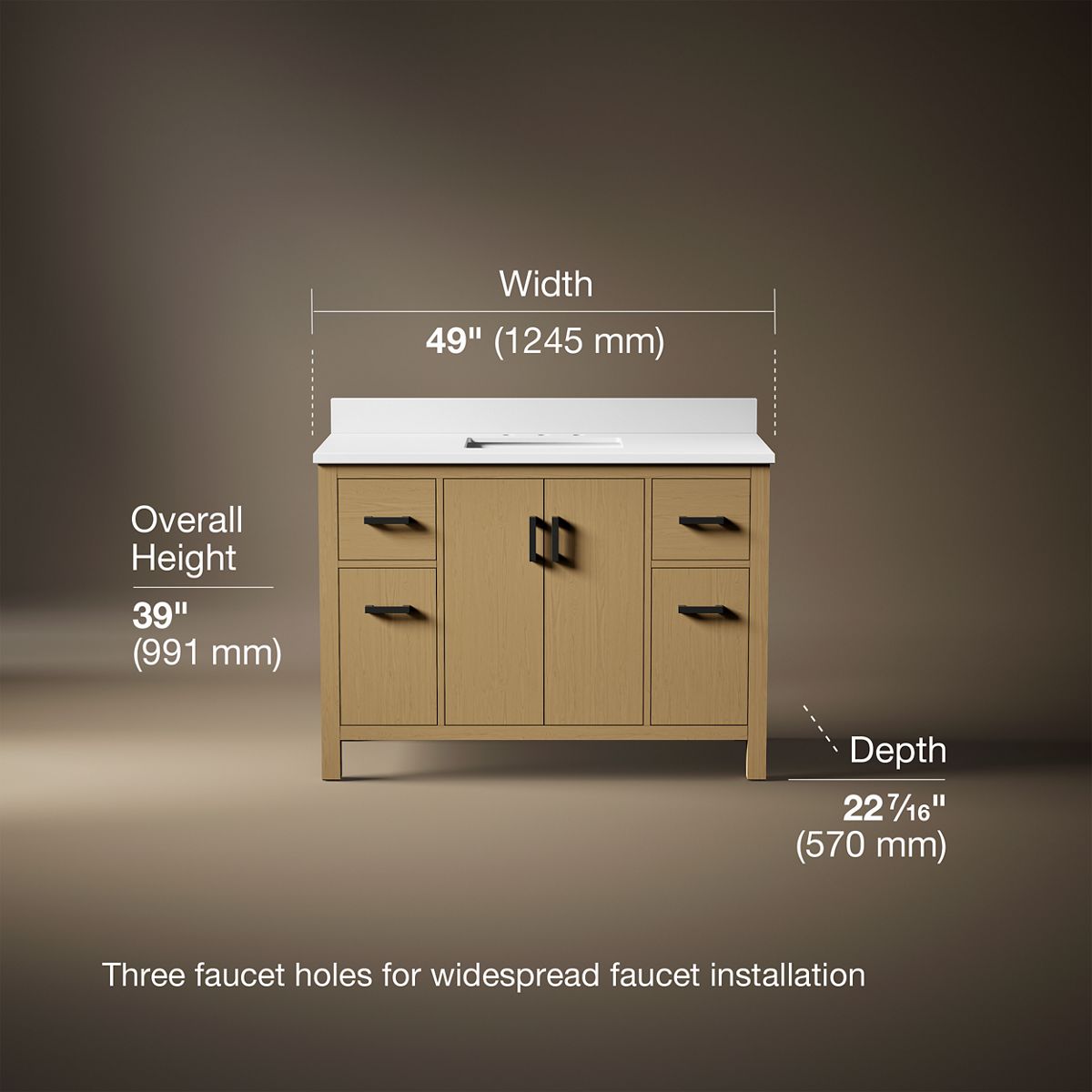 Kresla® 48" bathroom vanity cabinet with sink and quartz top