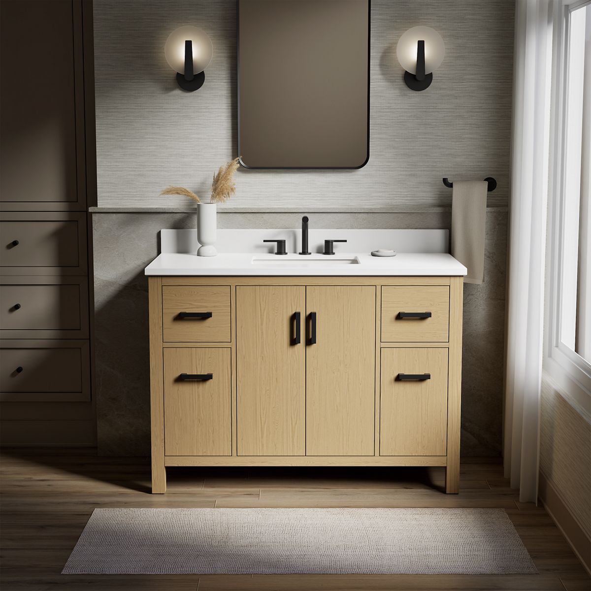 Kresla® 48" bathroom vanity cabinet with sink and quartz top
