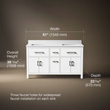 Kresla® 60" bathroom vanity cabinet with sinks and quartz top