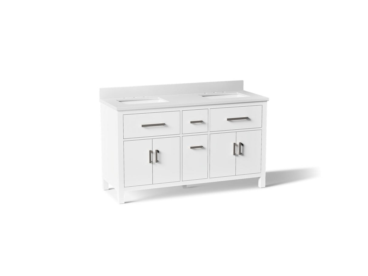Kresla® 60" bathroom vanity cabinet with sinks and quartz top