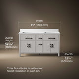 Kresla® 60" bathroom vanity cabinet with sinks and quartz top