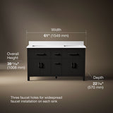 Kresla® 60" bathroom vanity cabinet with sinks and quartz top