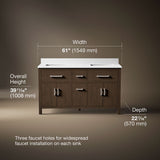 Kresla® 60" bathroom vanity cabinet with sinks and quartz top