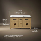 Kresla® 60" bathroom vanity cabinet with sinks and quartz top