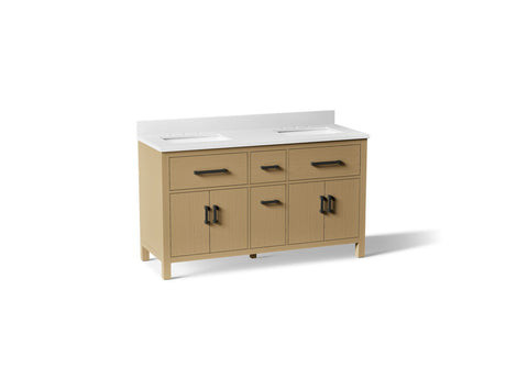 Kresla® 60" bathroom vanity cabinet with sinks and quartz top