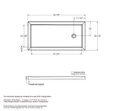 B3Round 6030 Acrylic Alcove Shower Base in White with Left-Hand Drain
