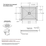 B3Round 4236 Acrylic Alcove Shower Base in White with Anti-slip Bottom with Center Drain