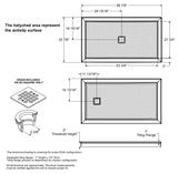 B3Round 6034 Acrylic Alcove Shower Base in White with Anti-slip Bottom with Center Drain