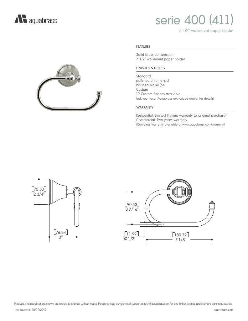 6" wallmount paper holder