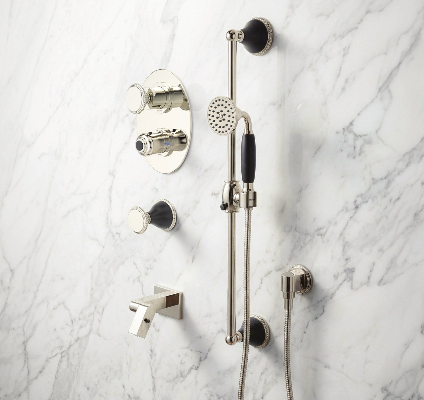 Rubinet Etruscan Temperature Control Valve with Stops, Two Way Diverter with Shut-Off, Plus One Other Extra Volume Control Trim Only (T2RETR)
