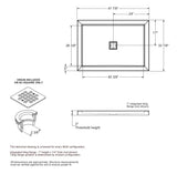 B3Square 4834 Acrylic Alcove Shower Base in White with Center Drain
