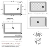 B3Square 6036 Acrylic Alcove Shower Base in White with Left-Hand Drain
